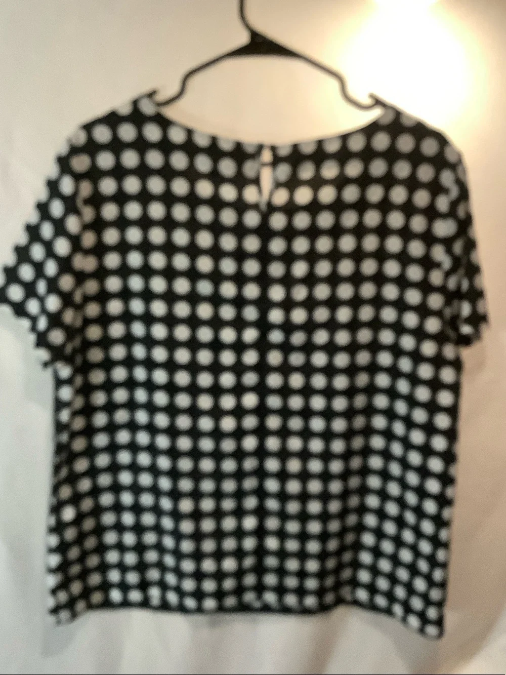 J. Crew Black Top with White Polka Dots